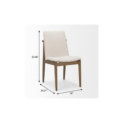 Set of Two Cream And Brown Boucle And Solid Wood Dining Side Chairs HomeRoots
