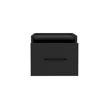 14" Black Wood One Drawer Floating Nightstand HomeRoots