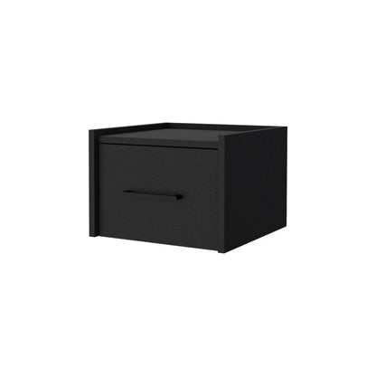 14" Black Wood One Drawer Floating Nightstand HomeRoots