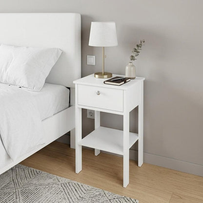 16" Black Wood One Drawer Nightstand HomeRoots