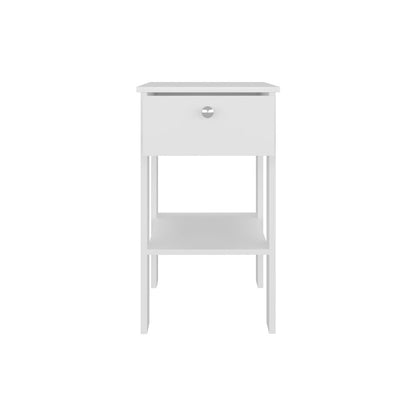 16" White Wood One Drawer Nightstand