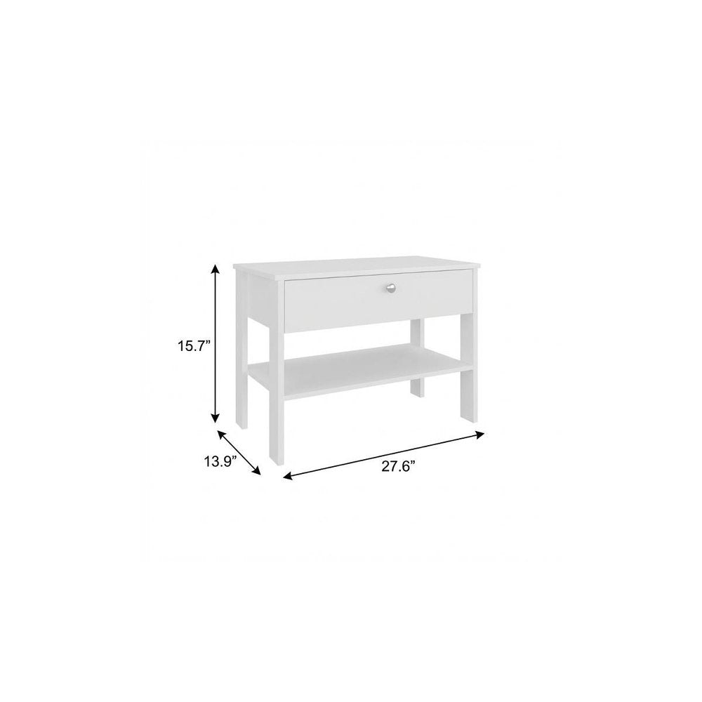 16" Black Wood One Drawer Nightstand — view 3