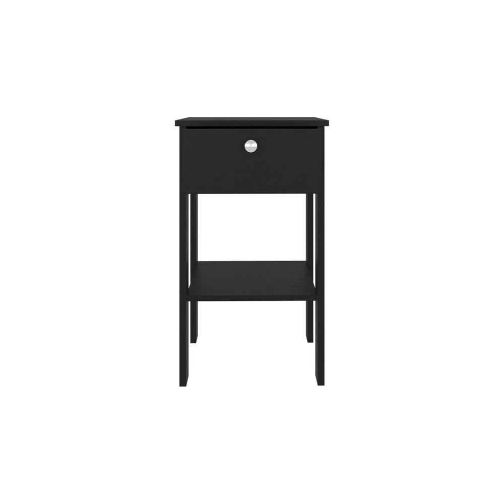 16" Black Wood One Drawer Nightstand HomeRoots