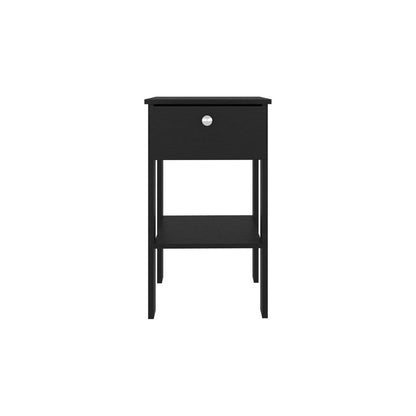 16" Black Wood One Drawer Nightstand HomeRoots