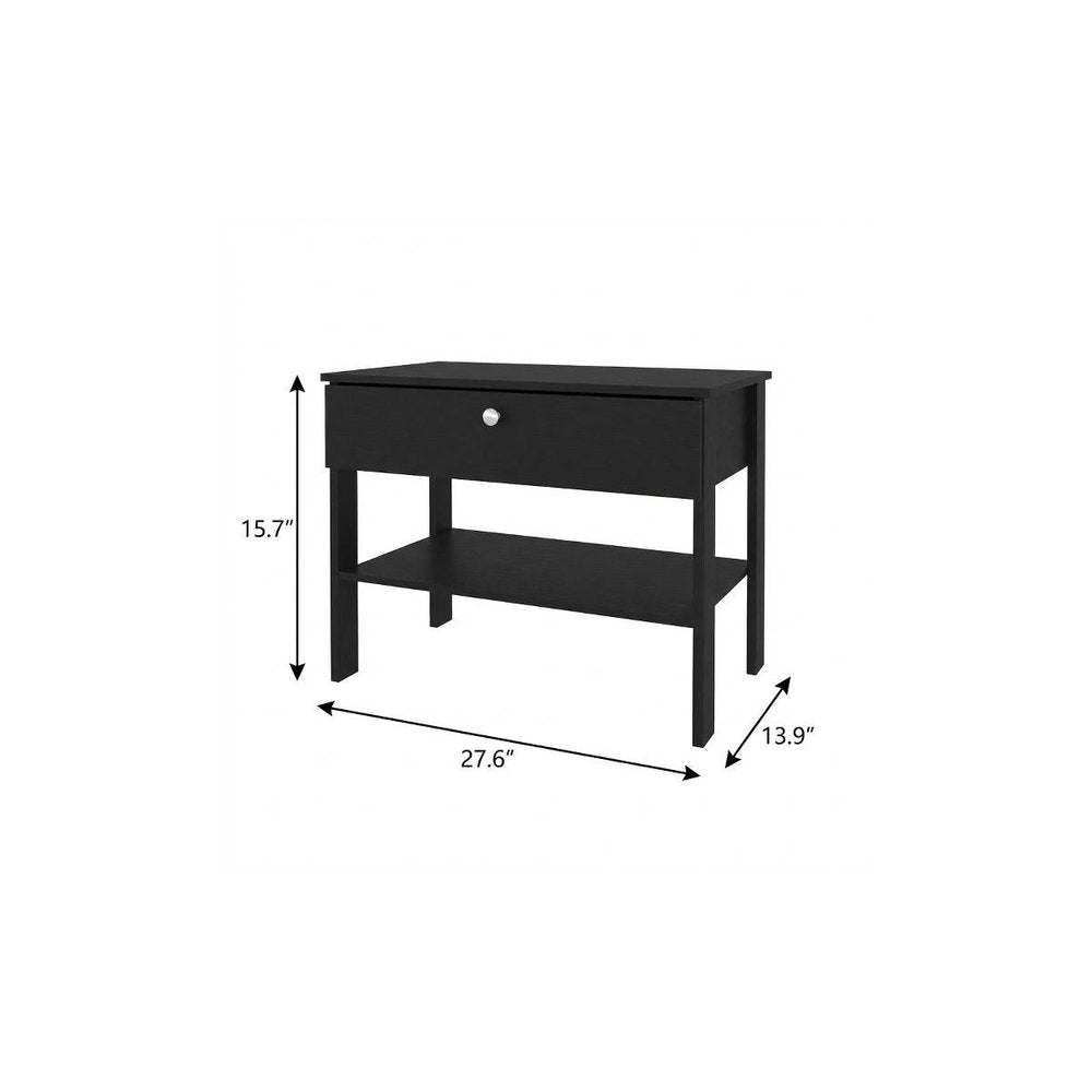 16" White Wood One Drawer Nightstand — view 8