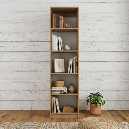 71" Natural Wood Five Tier Bookcase HomeRoots