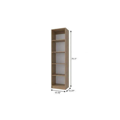 71" Natural Wood Five Tier Bookcase