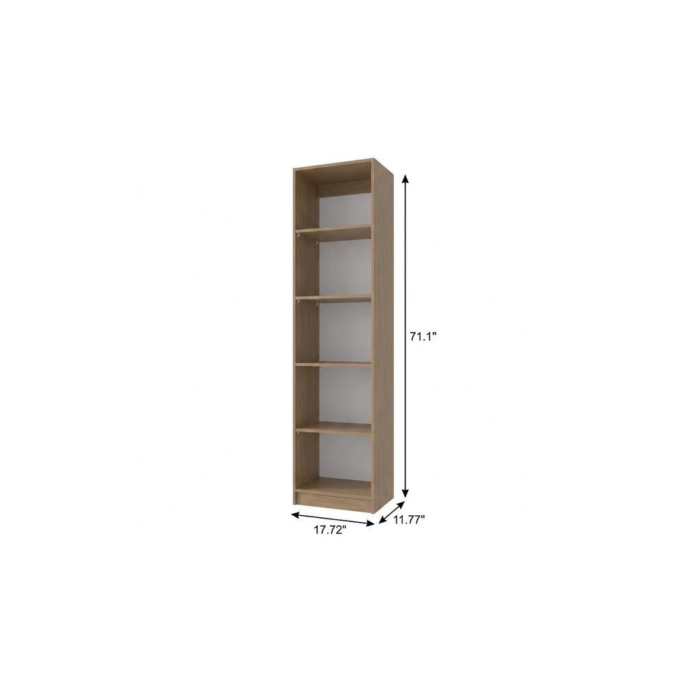 71" Natural Wood Five Tier Bookcase HomeRoots