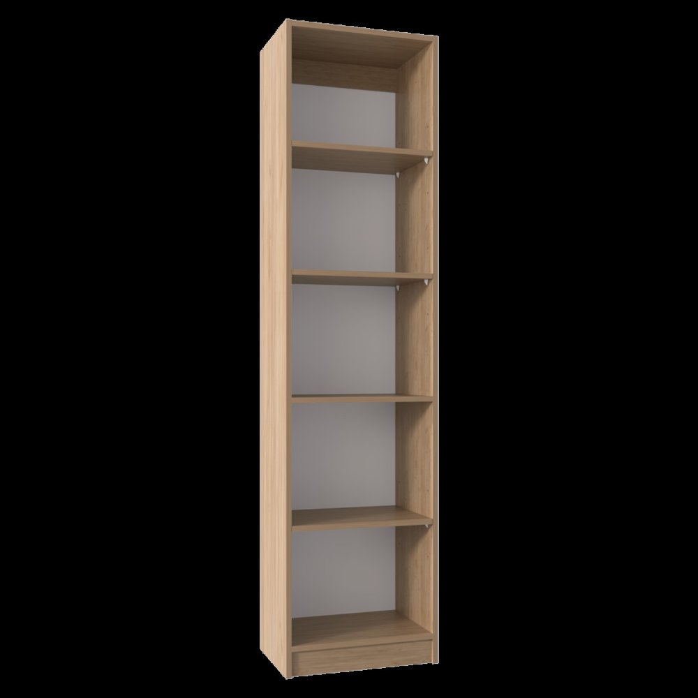 71" Natural Wood Five Tier Bookcase — view 2