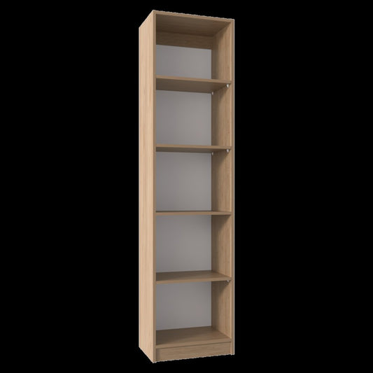 71" Natural Wood Five Tier Bookcase