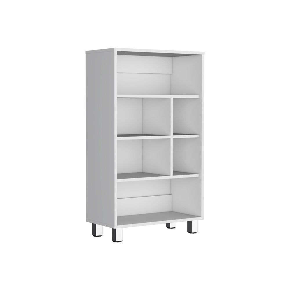 41" White Wood Six Tier Bookcase — view 2