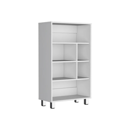 41" White Wood Six Tier Bookcase HomeRoots