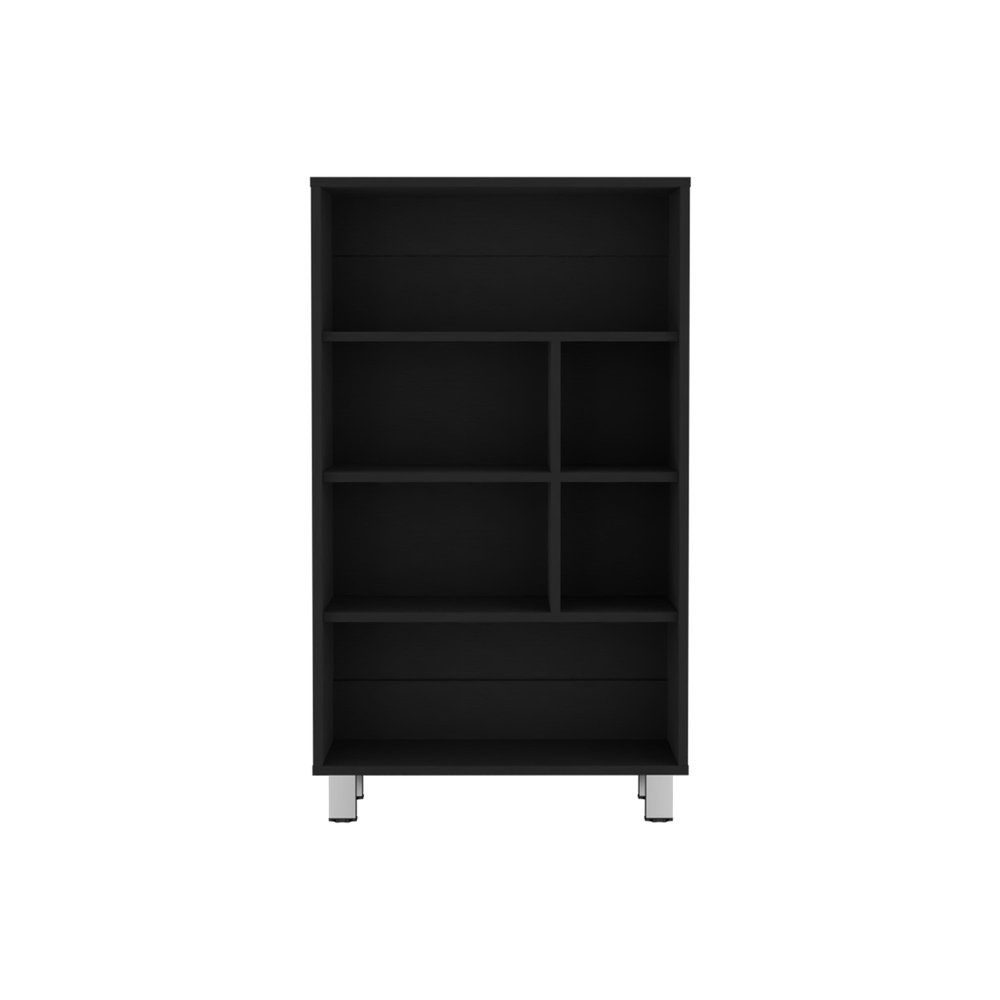 41" Black Wood Six Tier Bookcase — view 1