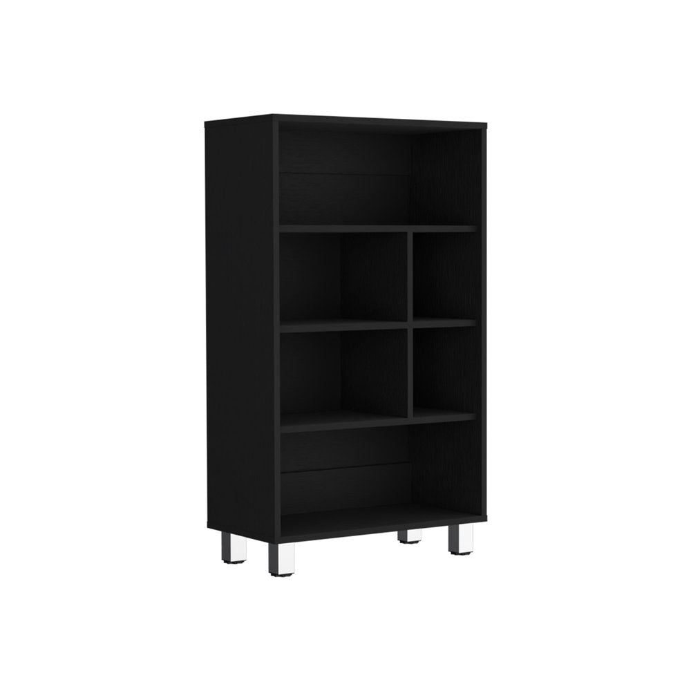 41" Black Wood Six Tier Bookcase — view 2