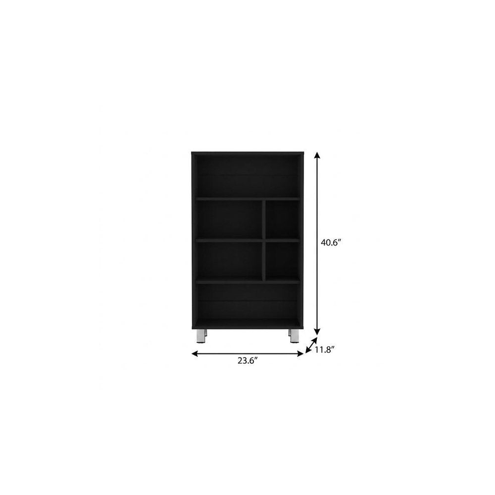 41" Black Wood Six Tier Bookcase — view 4