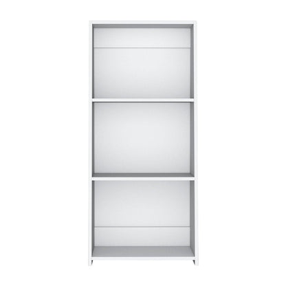 47" White Wood Three Tier Bookcase