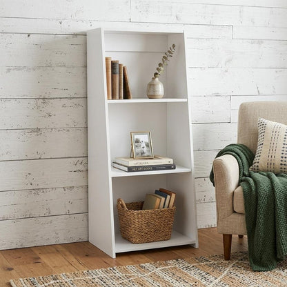 47" White Wood Three Tier Bookcase HomeRoots