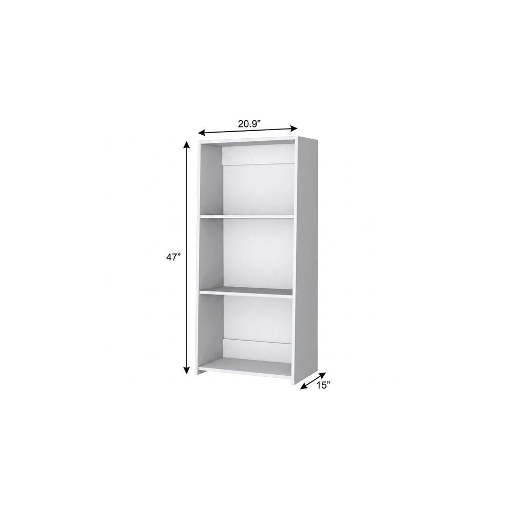 47" White Wood Three Tier Bookcase — view 7