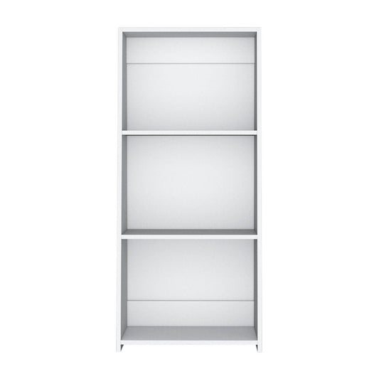 47" White Wood Three Tier Bookcase