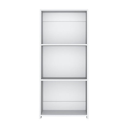 47" White Wood Three Tier Bookcase
