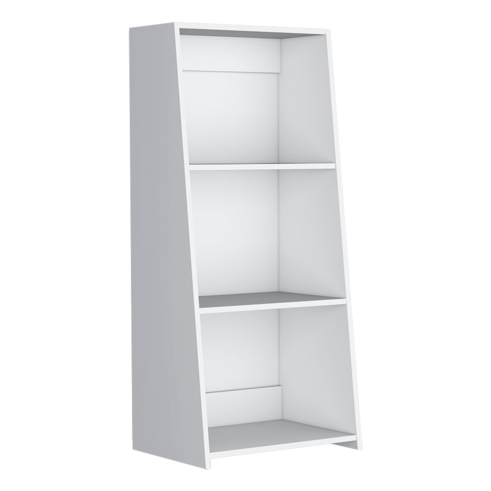 47" White Wood Three Tier Bookcase HomeRoots
