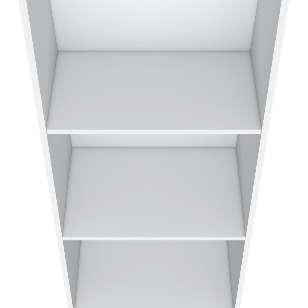 47" White Wood Three Tier Bookcase — view 3