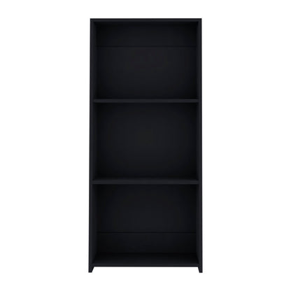 47" Black Wood Three Tier Bookcase