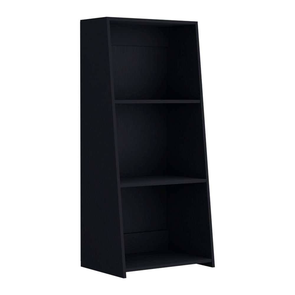 47" Black Wood Three Tier Bookcase HomeRoots