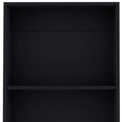47" Black Wood Three Tier Bookcase
