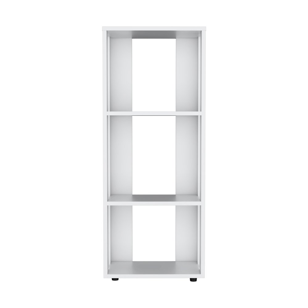 39" White Wood Three Tier Bookcase — view 1