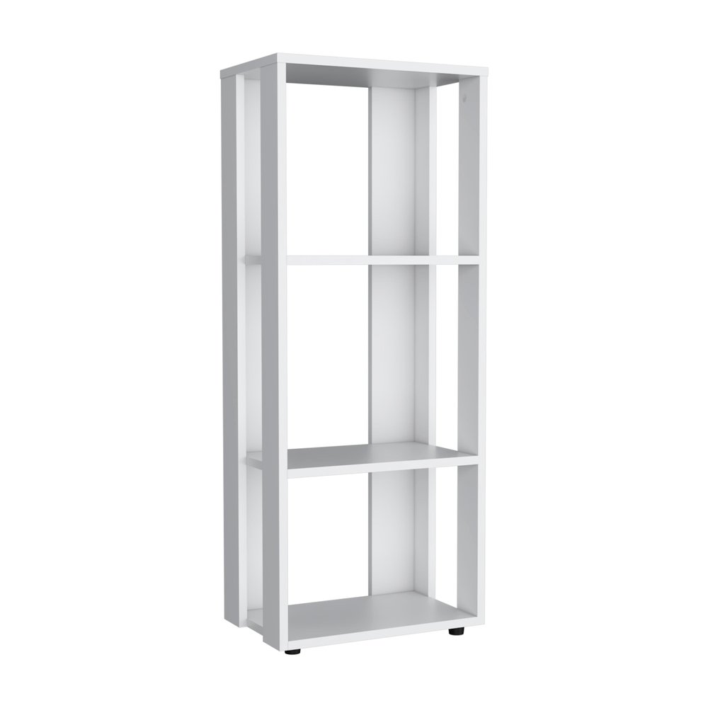 39" White Wood Three Tier Bookcase HomeRoots