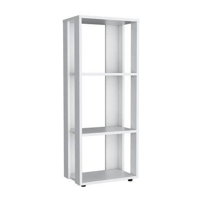 39" White Wood Three Tier Bookcase HomeRoots