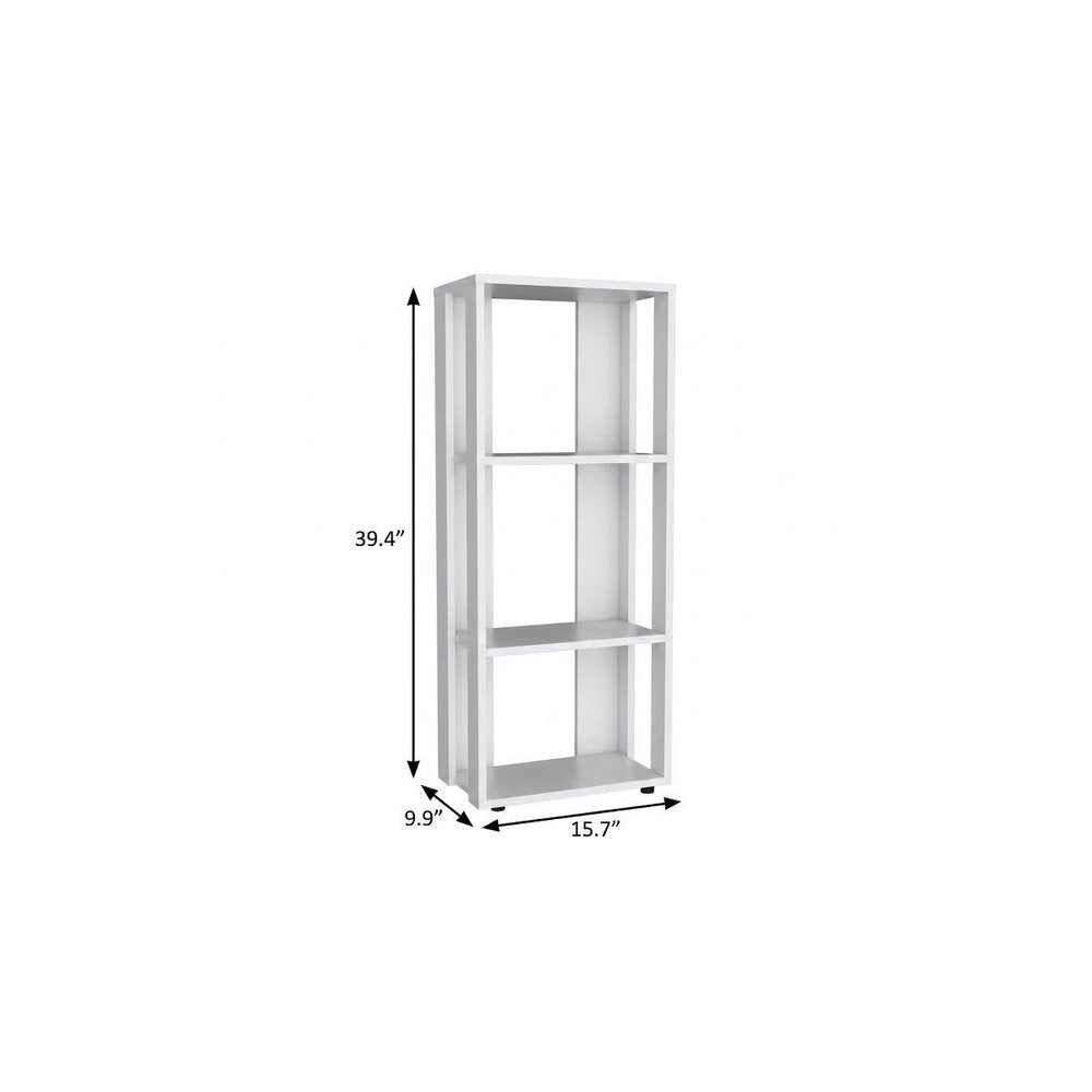 39" White Wood Three Tier Bookcase — view 4