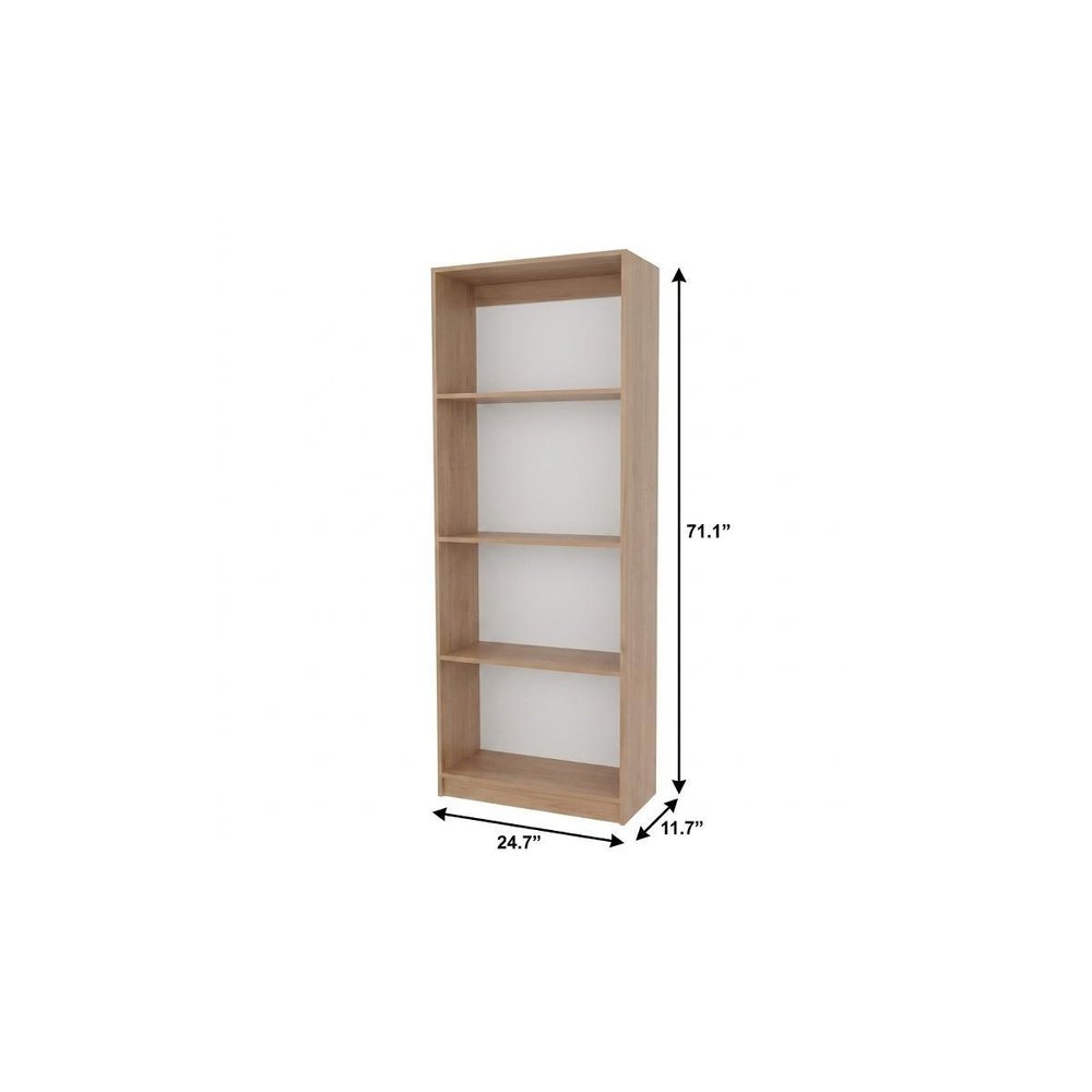 71" Natural Wood Four Tier Bookcase — view 6
