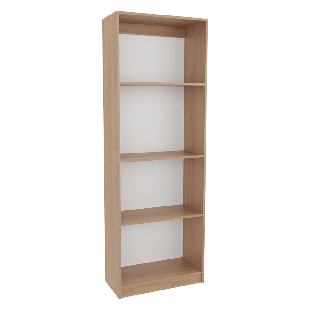 71" Natural Wood Four Tier Bookcase HomeRoots