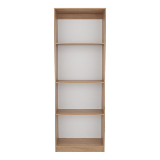 71" Natural Wood Four Tier Bookcase