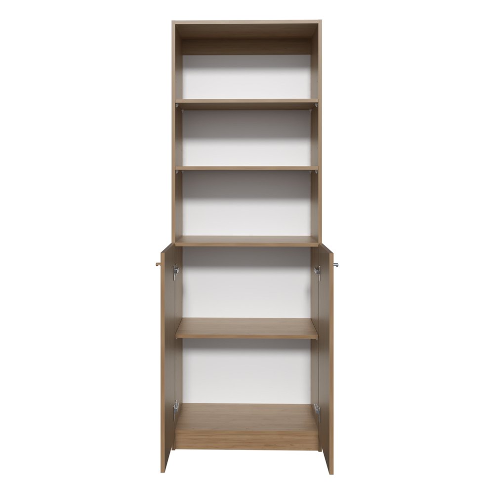 71" Natural Wood Three Tier Bookcase — view 4