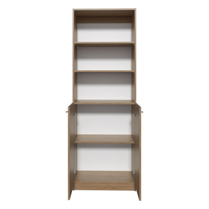 71" Natural Wood Three Tier Bookcase