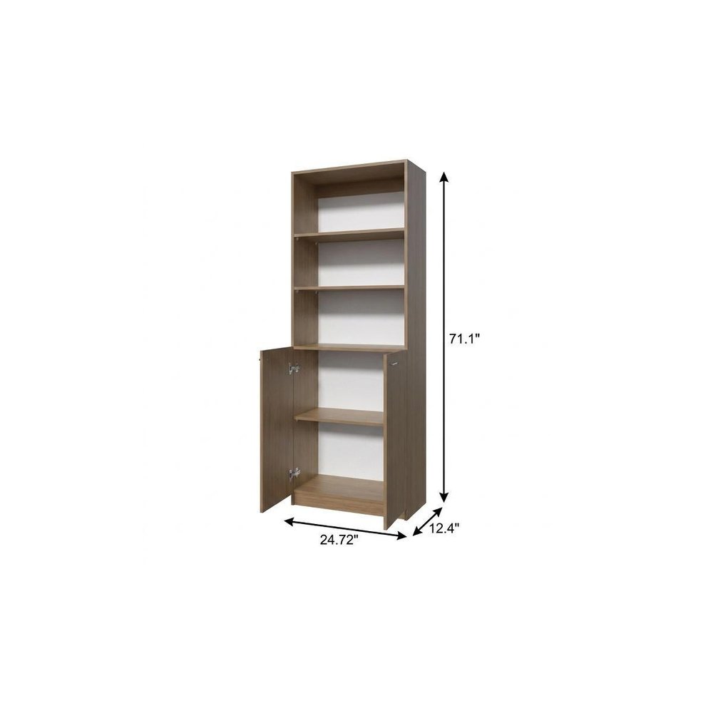 71" Natural Wood Three Tier Bookcase — view 6