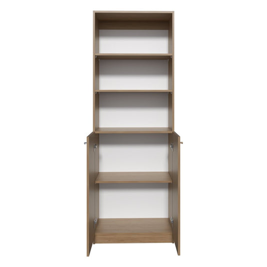 71" Natural Wood Three Tier Bookcase