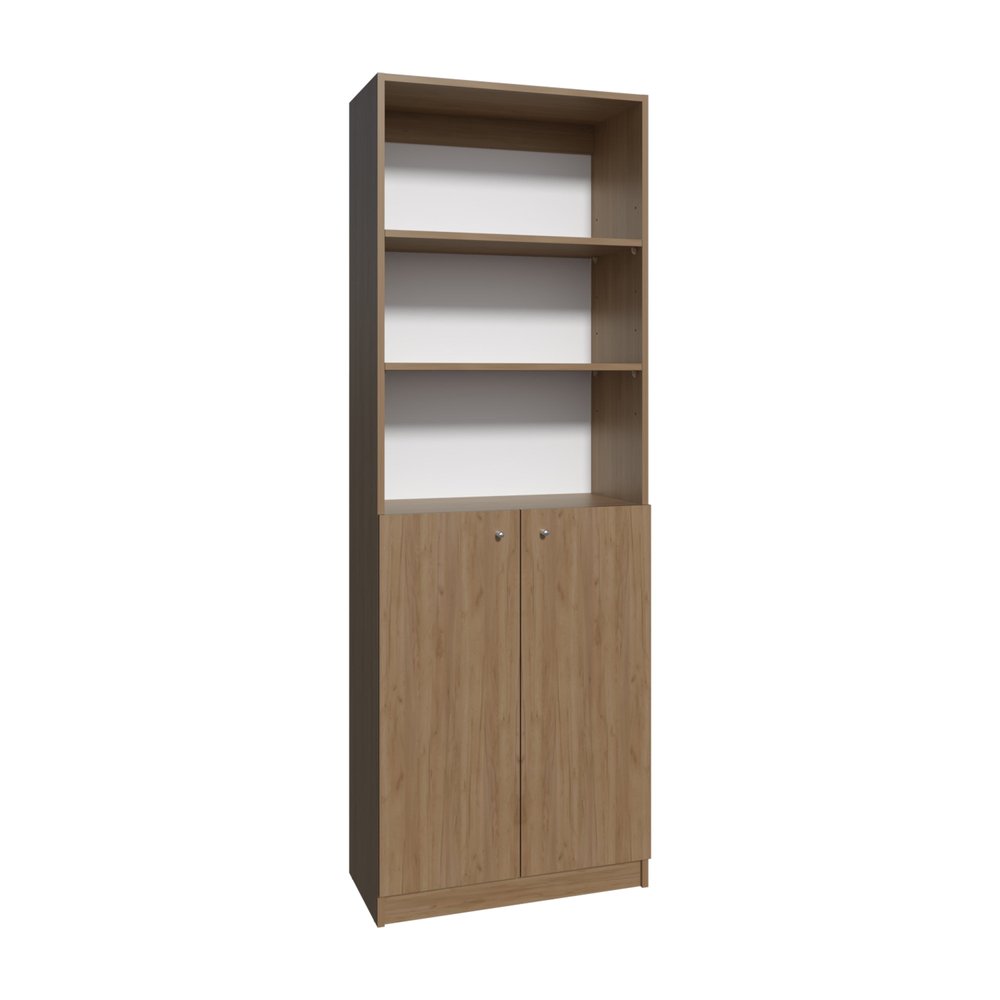 71" Natural Wood Three Tier Bookcase HomeRoots