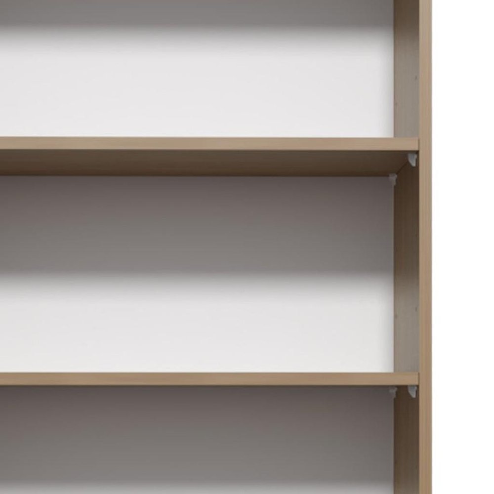 71" Natural Wood Three Tier Bookcase — view 3