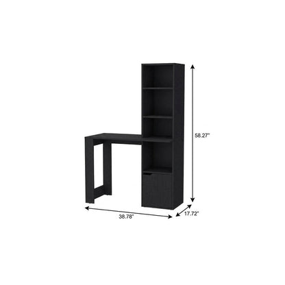 39" Black Wood Pedestal Computer Desk