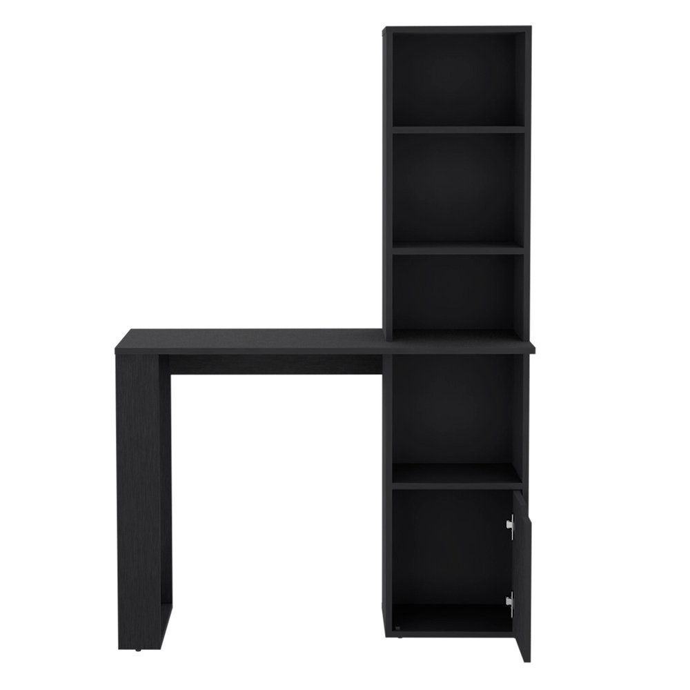 39" Black Wood Pedestal Computer Desk — view 7