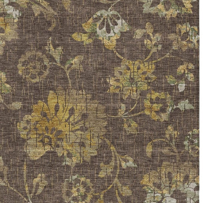 8' X 10' Chocolate And Brown Floral Washable Indoor Outdoor Area Rug HomeRoots