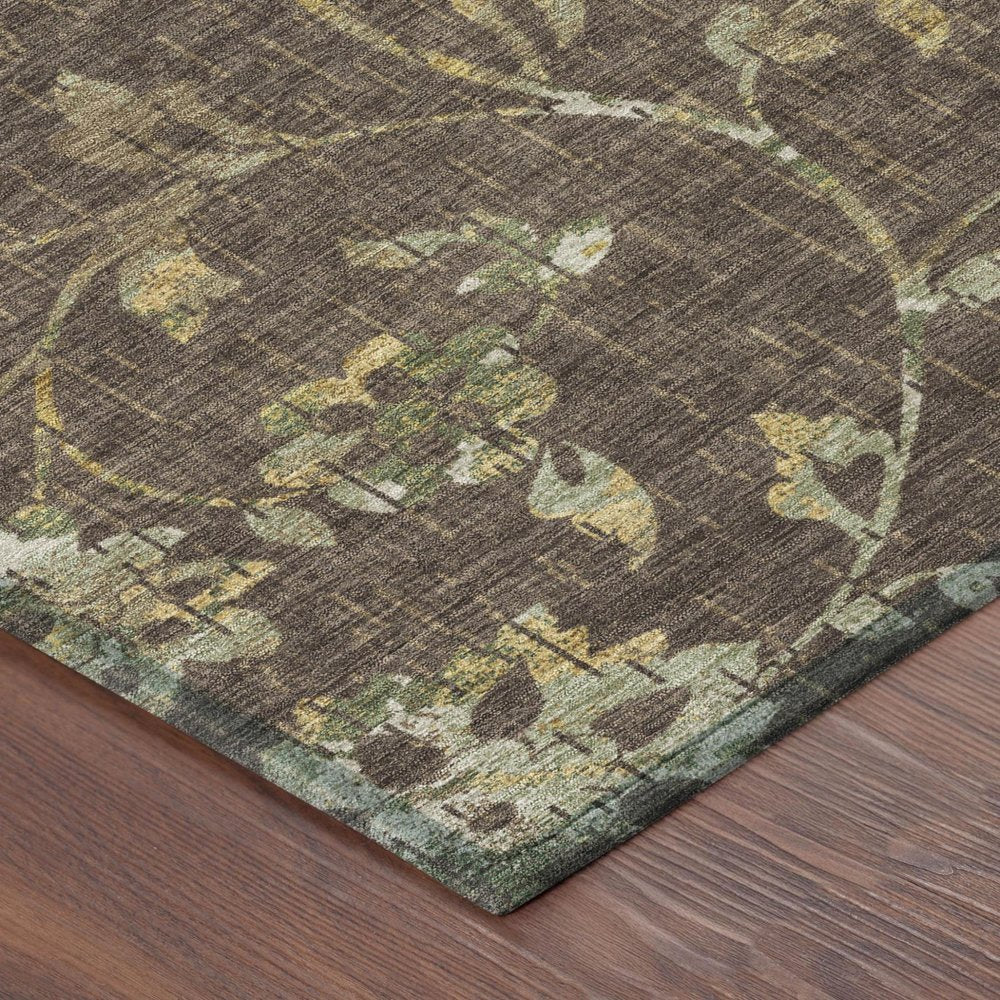 9' X 12' Chocolate And Brown Floral Washable Indoor Outdoor Area Rug HomeRoots