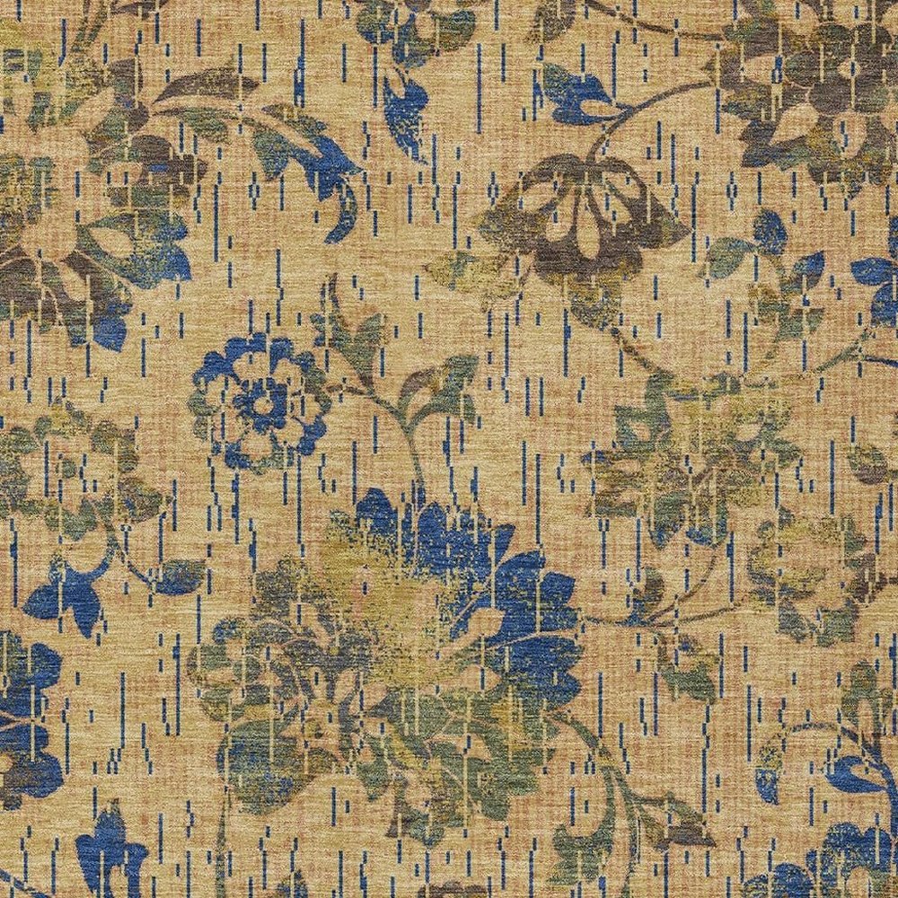 5' X 8' Gold And Brown Floral Washable Indoor Outdoor Area Rug HomeRoots