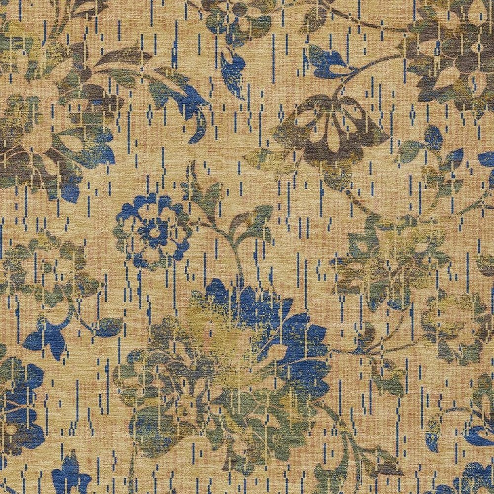 8' X 10' Gold And Brown Floral Washable Indoor Outdoor Area Rug HomeRoots