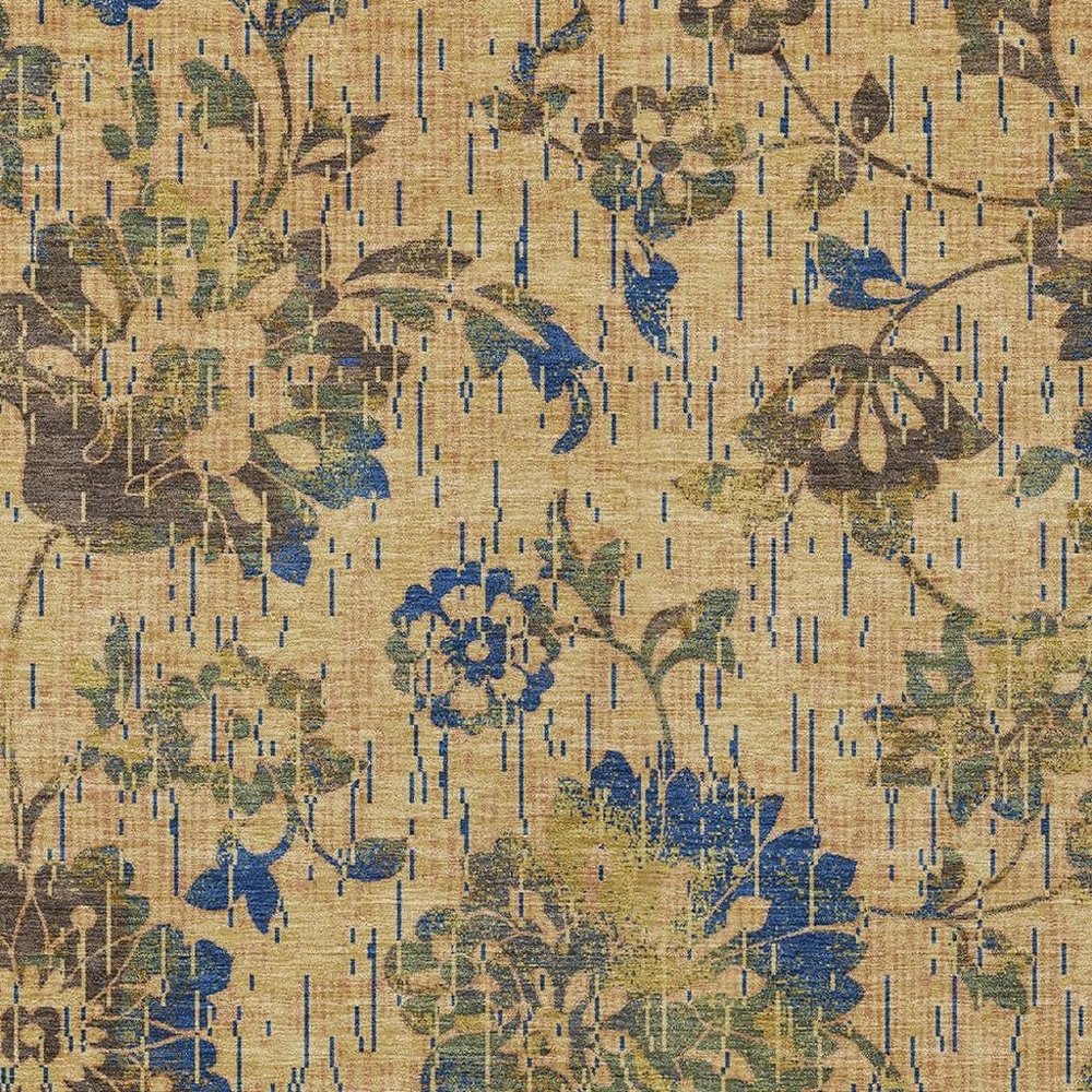 10' X 14' Gold And Brown Floral Washable Indoor Outdoor Area Rug HomeRoots