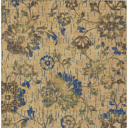 10' X 14' Gold And Brown Floral Washable Indoor Outdoor Area Rug HomeRoots